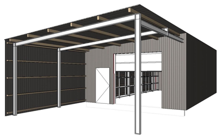 Fahrzeug-Garage mit Carportvorbau Planungszeichnung