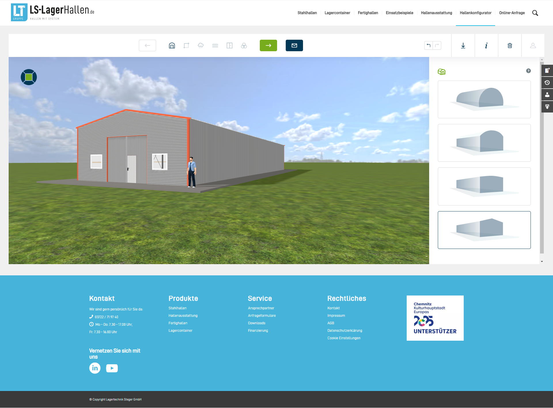 Hallenkonfigurator für Lagerhalle online planen bei LS Lagerhallen
