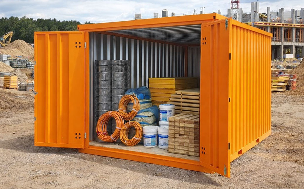 Lagercontainer auf Baustelle Lagercontainer auf Baustelle